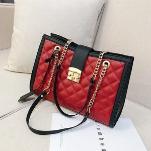 Red Quilted Should Bag